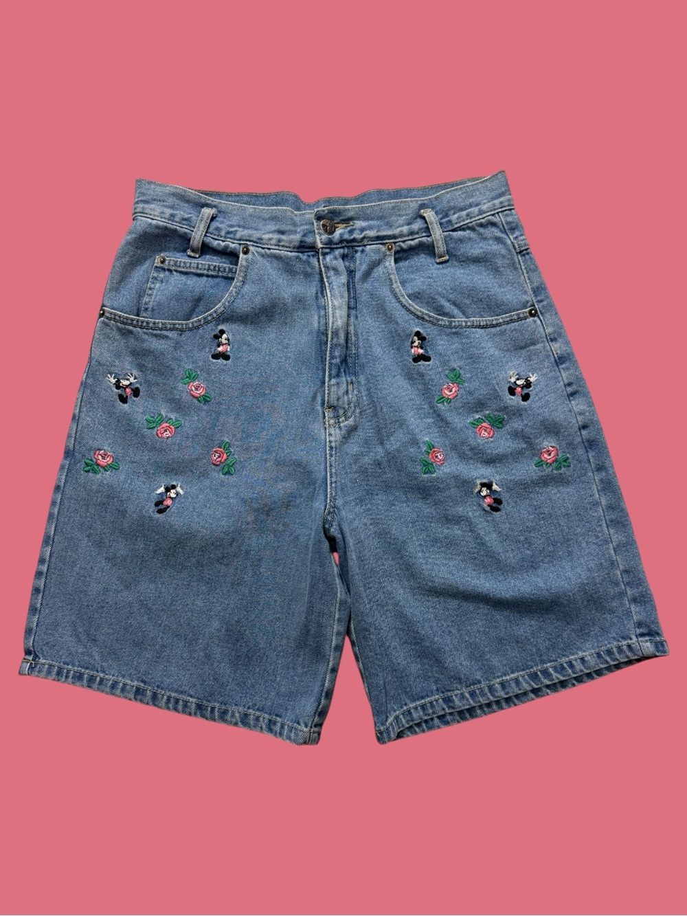 Vintage 90’s Disney Mickey Mouse Denim Flower Shorts